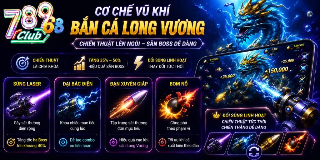 Bắn Cá Long Vương 789Club | RTP 98,6% - Săn Boss Cực Đã Cơ chế vũ khí trong bắn cá long vương 789Club